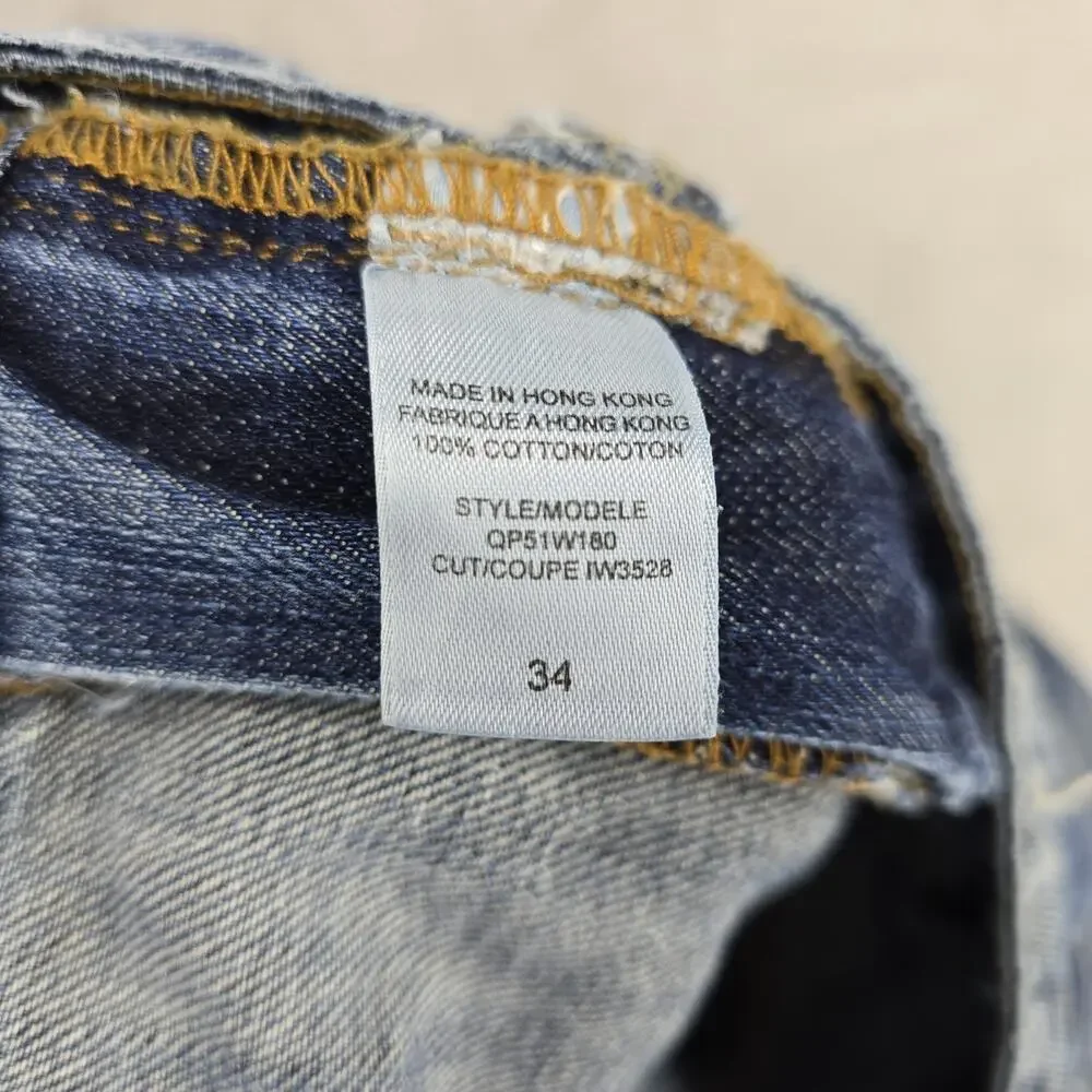 Vtg Guess USA Jeans Womens 34 Blue (Fits 38x30) Crochet Embroidered Distressed